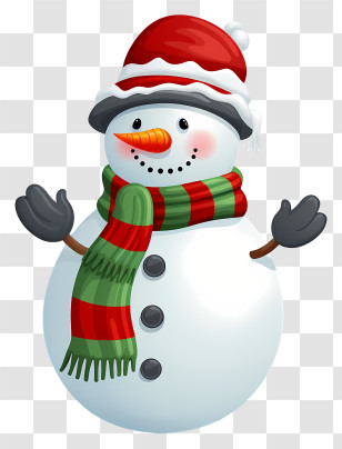 Snowman - Snowman With Scarf Illustration Transparent PNG