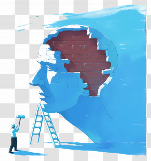 Painter Painting - Head Mural With Bricks Transparent PNG