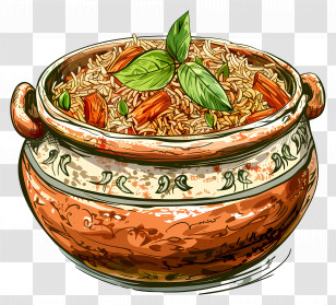 Biryani - Delicious Rice Dish In A Decorative Bowl Transparent PNG