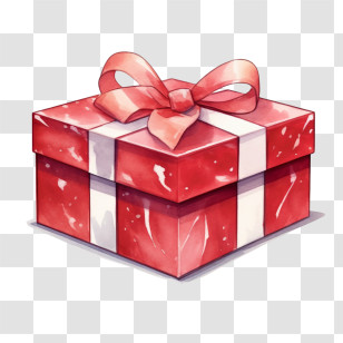 Gift Box - Red Gift Box Decorated With Ribbon For Celebrations Transparent PNG