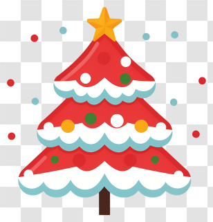 Christmas Tree - Colorful Christmas Tree With Star On Top Transparent PNG