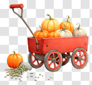 Pumpkin Wagon - Red Wagon Full Of Pumpkins Transparent PNG