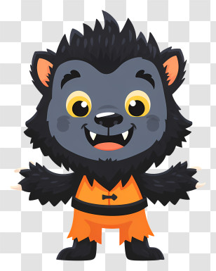 Kawaii Halloween Wolfman - Cartoon Werewolf Character Transparent PNG