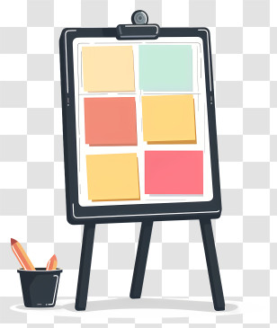 Planning Board - Easel With Colorful Notes Transparent PNG