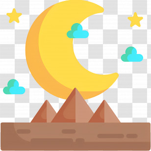 Pyramid - Moon And Pyramids With Stars Transparent PNG