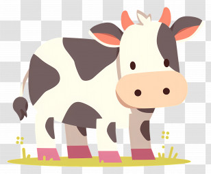 Cute Cow - Cute Cow In Pasture Transparent PNG