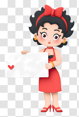 Betty Boop Holding Banner - Cartoon Girl Holding A Card Transparent PNG