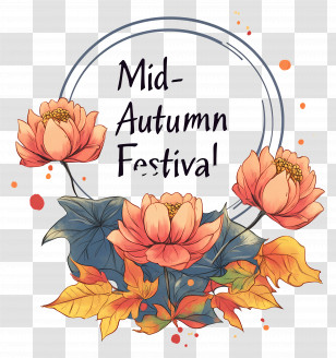 Mid Autumn Festival - Flowers And Leaves For Mid-Autumn Festival Transparent PNG