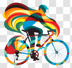 World Bicycle Day - Colorful Cyclist On Bicycle Transparent PNG