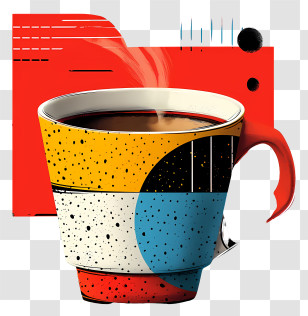 Coffee Mug - Artistic Coffee Cup With Steam Transparent PNG