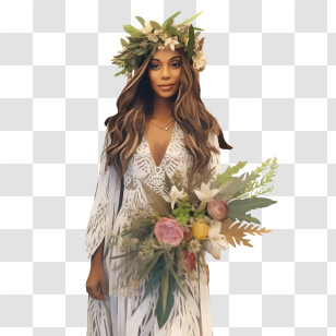 Wedding Dress
 - Bride In Wedding Dress With Bouquet Transparent PNG