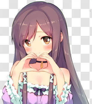 Cartoon Girl - Anime Girl Making Heart Gesture Transparent PNG