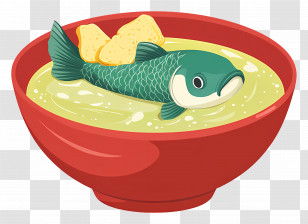 Spring Soup - Fish In Soup Bowl Transparent PNG
