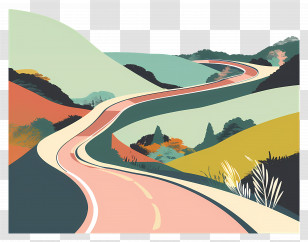 Winding Road Winding Road Rolling Hills Trees Sky Transparent PNG
