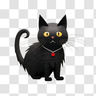 Black Cat - Cute Black Cat With Yellow Eyes Transparent PNG