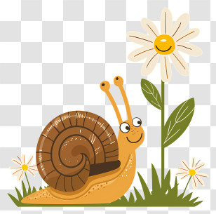 Snail - Cute Snail With Flower Transparent PNG