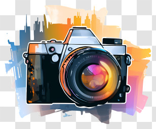 It - Vintage Camera Illustration With Urban Background Transparent PNG