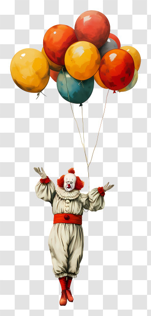 Clown With Balloons - Clown Holding Colorful Balloons Transparent PNG