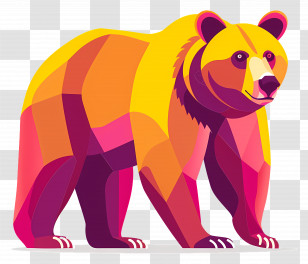 Bear - Geometric Colorful Bear Illustration Transparent PNG