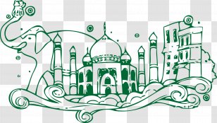 Drawing U925bu7b46u753b Cuteness Painting Pencil - Cartoon Vector Animals Elephant Castle Transparent PNG