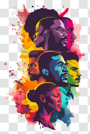 Black History Month - Colorful Artistic Profiles Of Multiple People Transparent PNG