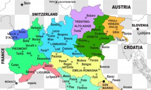 Regions Of Italy Northern Udine Lombardy Map Transparent PNG
