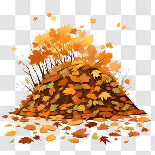 Leaf Pile - Autumn Colored Leaves Pile Illustration Transparent PNG