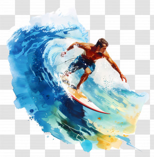 Surfing - Dynamic Surfing Scene With Waves Transparent PNG