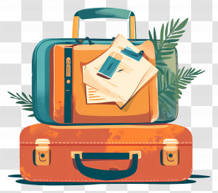 Travel Suitcase - Colorful Suitcases With Travel Documents Transparent PNG
