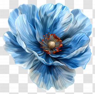 Blue Flower - Beautiful Blue Flower Botanical Illustration Transparent PNG