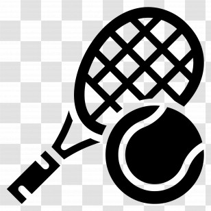 Tennis Racket - Monochrome Tennis Racket And Ball Graphic Transparent PNG
