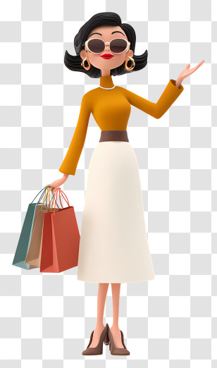 Stylish Woman Holding Shopping Bags - Stylish Woman Shopping Transparent PNG