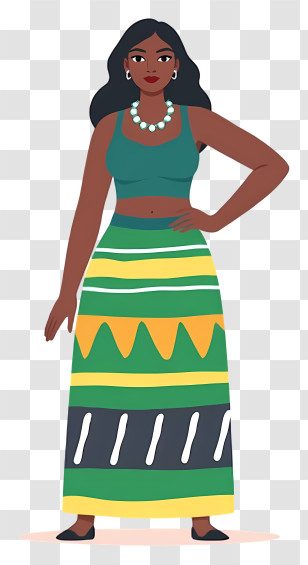 South Africa People - Colorful Striped Skirt Dress Transparent PNG