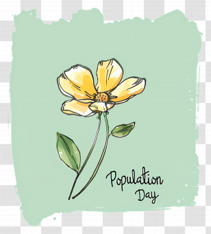 World Population Day - Yellow Flower For Population Day Transparent PNG