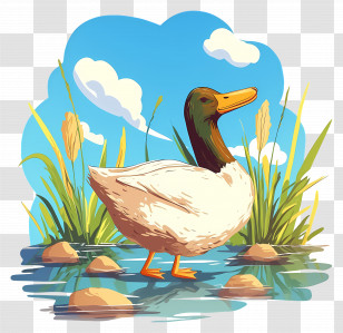 Cartoon Duck - Duck In A Pond Illustration Transparent PNG