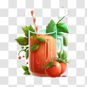 Tomato Juice
 - Tomato Juice Glass With Leaf Garnish Transparent PNG