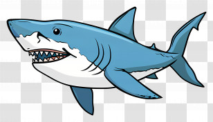 Cartoon Shark - Blue Cartoon Shark Illustration Transparent PNG