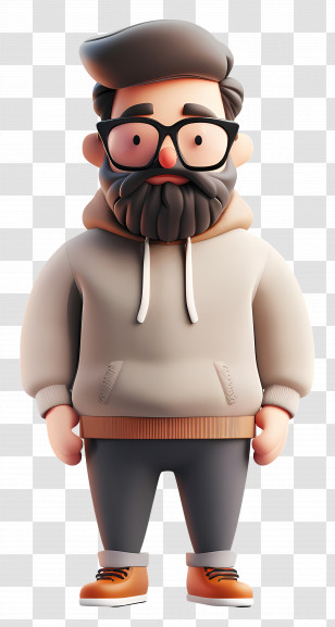 Cool Man - 3D Cartoon Man With Beard Illustration Transparent PNG