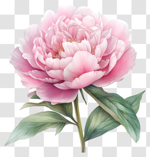 Peony Closeup - Beautiful Pink Flower Illustration Transparent PNG