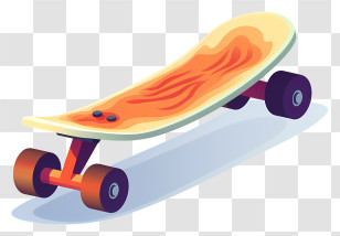 Skateboard Design - Cartoon Style Skateboard With Wooden Deck Design Transparent PNG