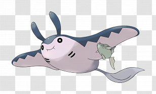 Mantine - Flying Cartoon Creature With Fish Transparent PNG
