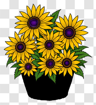 Halloween Skull Flowers - Sunflowers In A Pot Transparent PNG