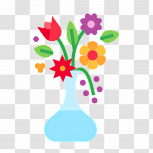 Daisy Flower - Colorful Flower Vase Illustration Transparent PNG