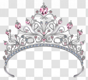 Tiara - Silver Tiara With Pink Gemstones Transparent PNG