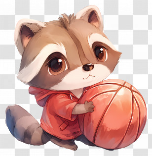 Raccoon Playing Basketball - Cute Raccoon With Basketball Transparent PNG