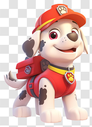 Paw Patrol Marshall - Cartoon Dog In Firefighter Outfit Transparent PNG