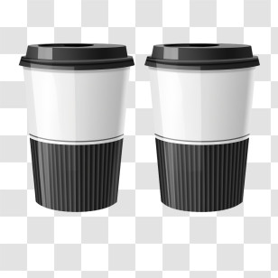 Paper Coffee Cup - Minimalist Coffee Cups With Black And White Design Transparent PNG