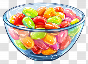 Bowl Of Colorful Jelly Beans - Bowl Filled With Colorful Jelly Beans Transparent PNG