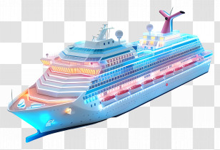Cruise Ship Side View - Illuminated Cruise Ship Transparent PNG