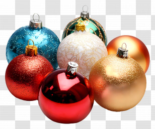 Christmas Decorating - Colorful Christmas Ornaments Transparent PNG